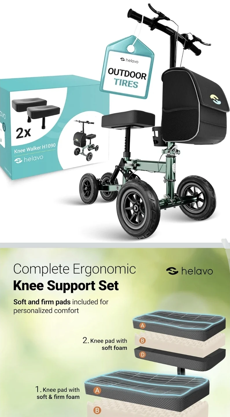 Helavo Knee Walker H1090 with Storage Bag and Outdoor Tires - photo 3