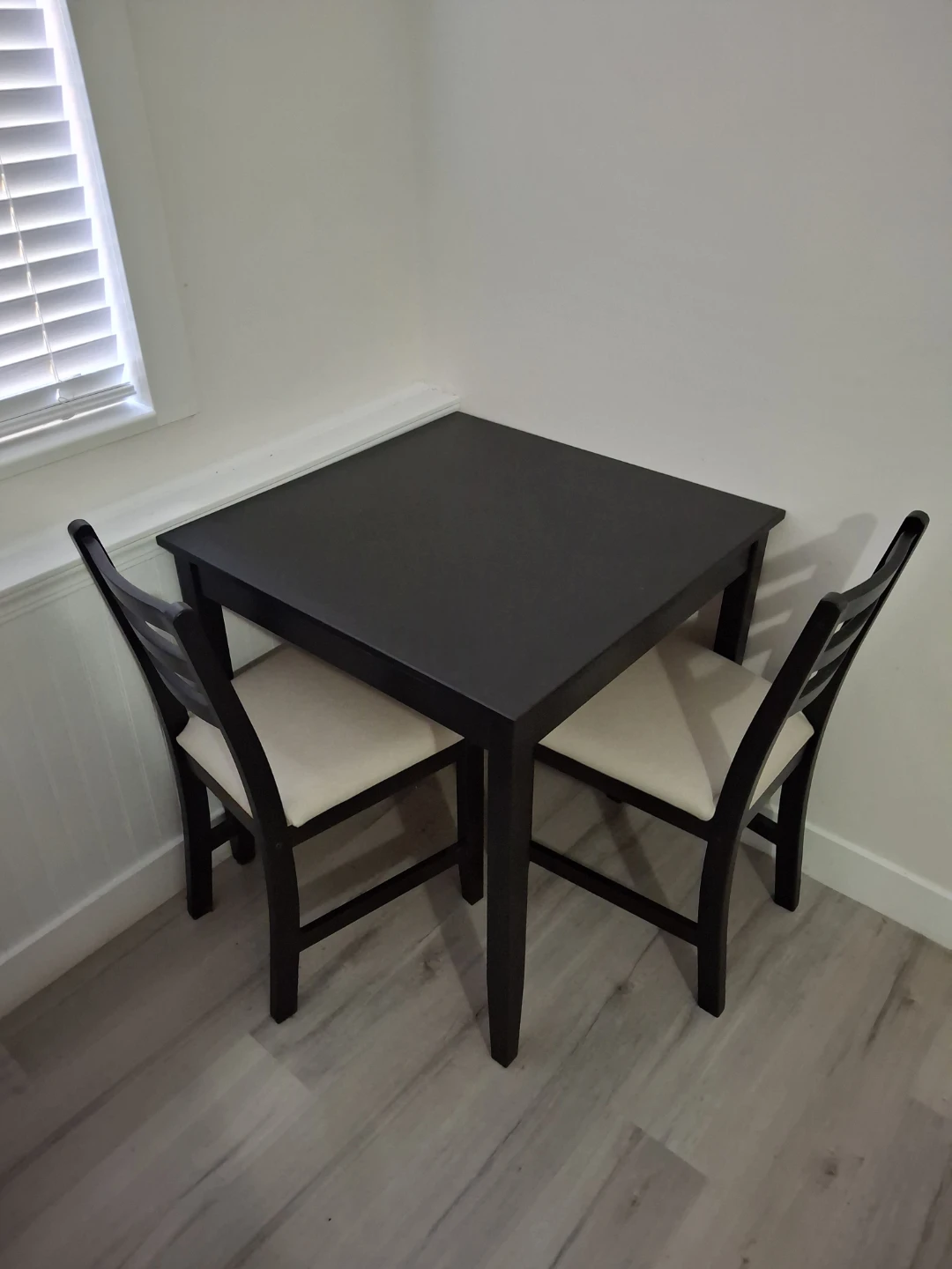 Dark Brown Dining Table Set with Two Chairs