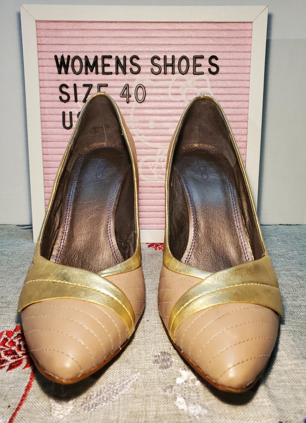 ALDO Women's Tan & Gold Quilted Pumps - Size 40 - photo 2