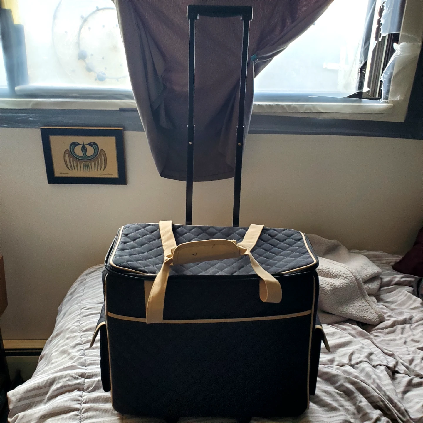 Black Rolling Craft Bag with Multiple Compartments
