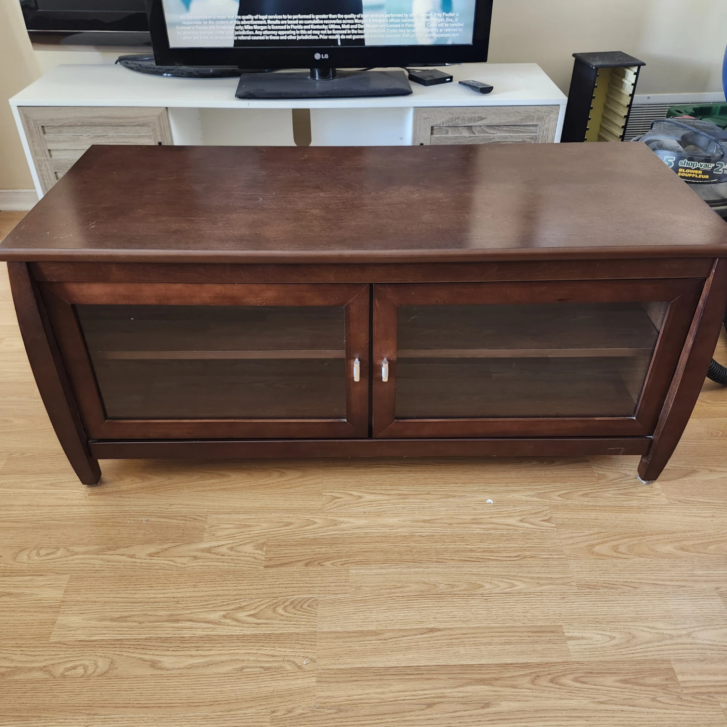 Medium OakTV Stand with Glass Doors