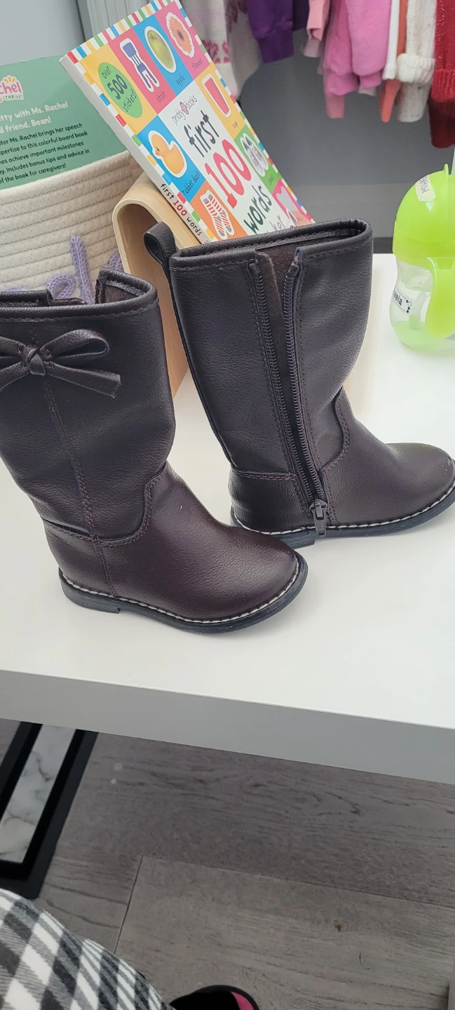 Toddler Brown Faux Leather Boots Size 5 - photo 3