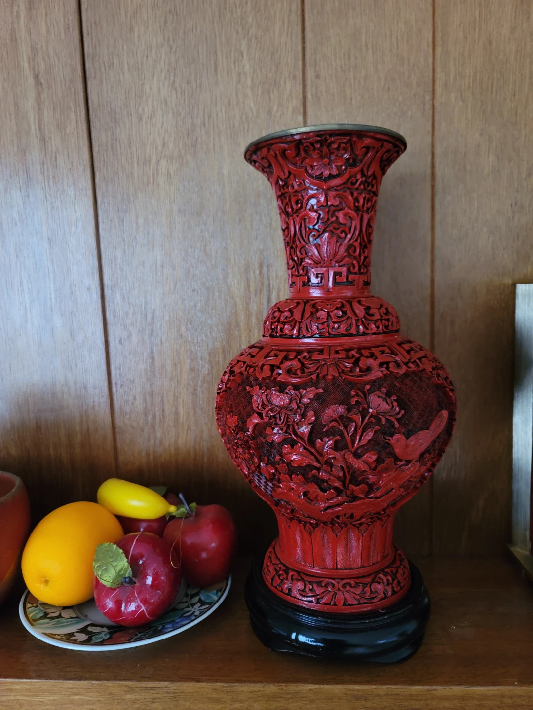 Vintage Red Cinnabar Vase