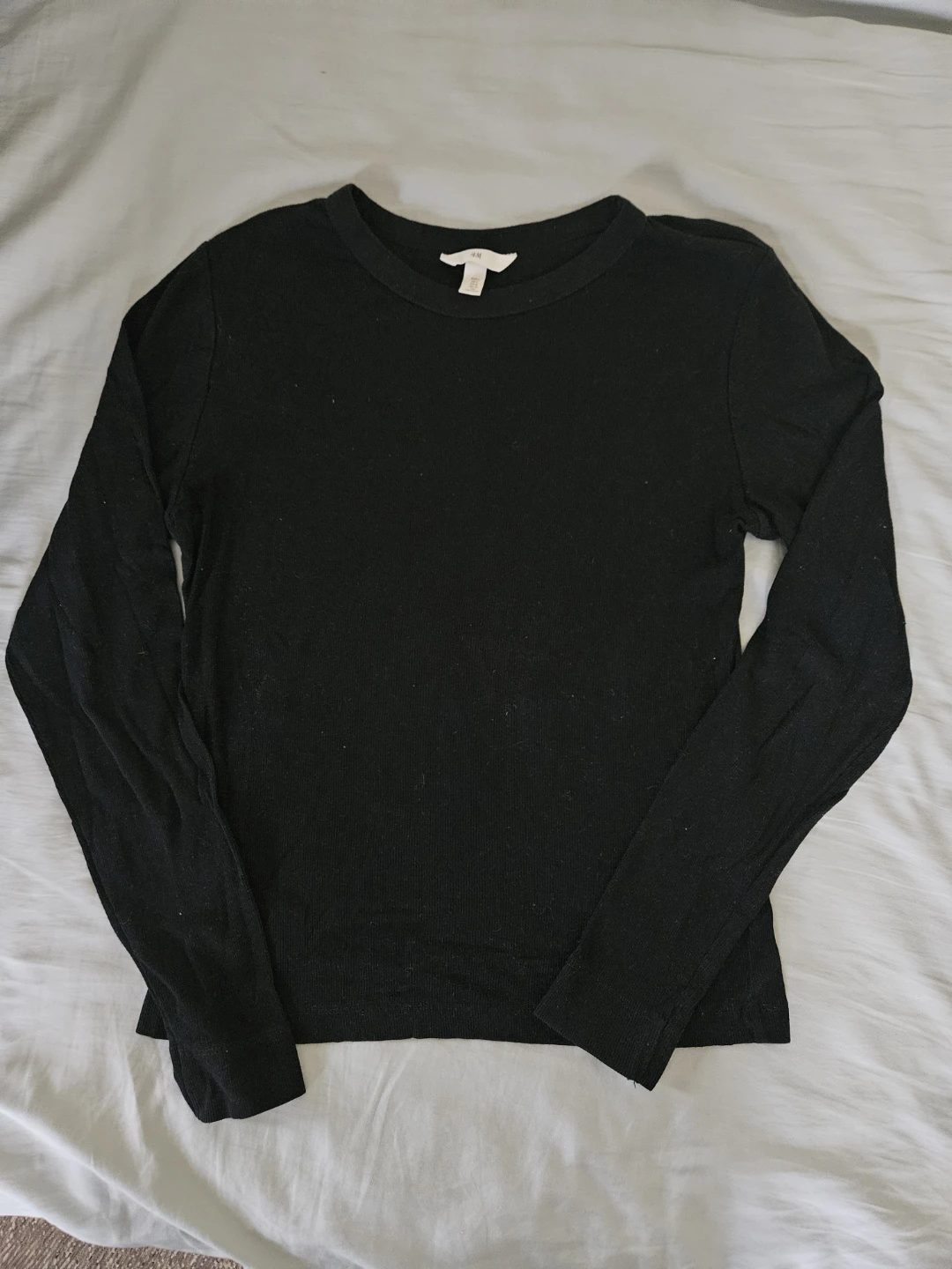 H&M Black Ribbed Long Sleeve Top - photo 3