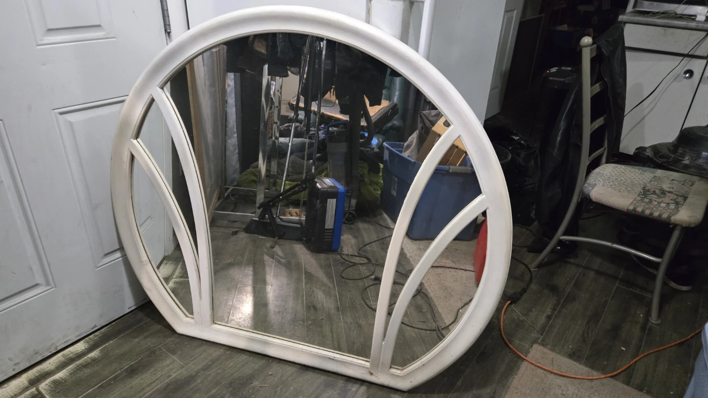 White Arched Window Pane Mirror