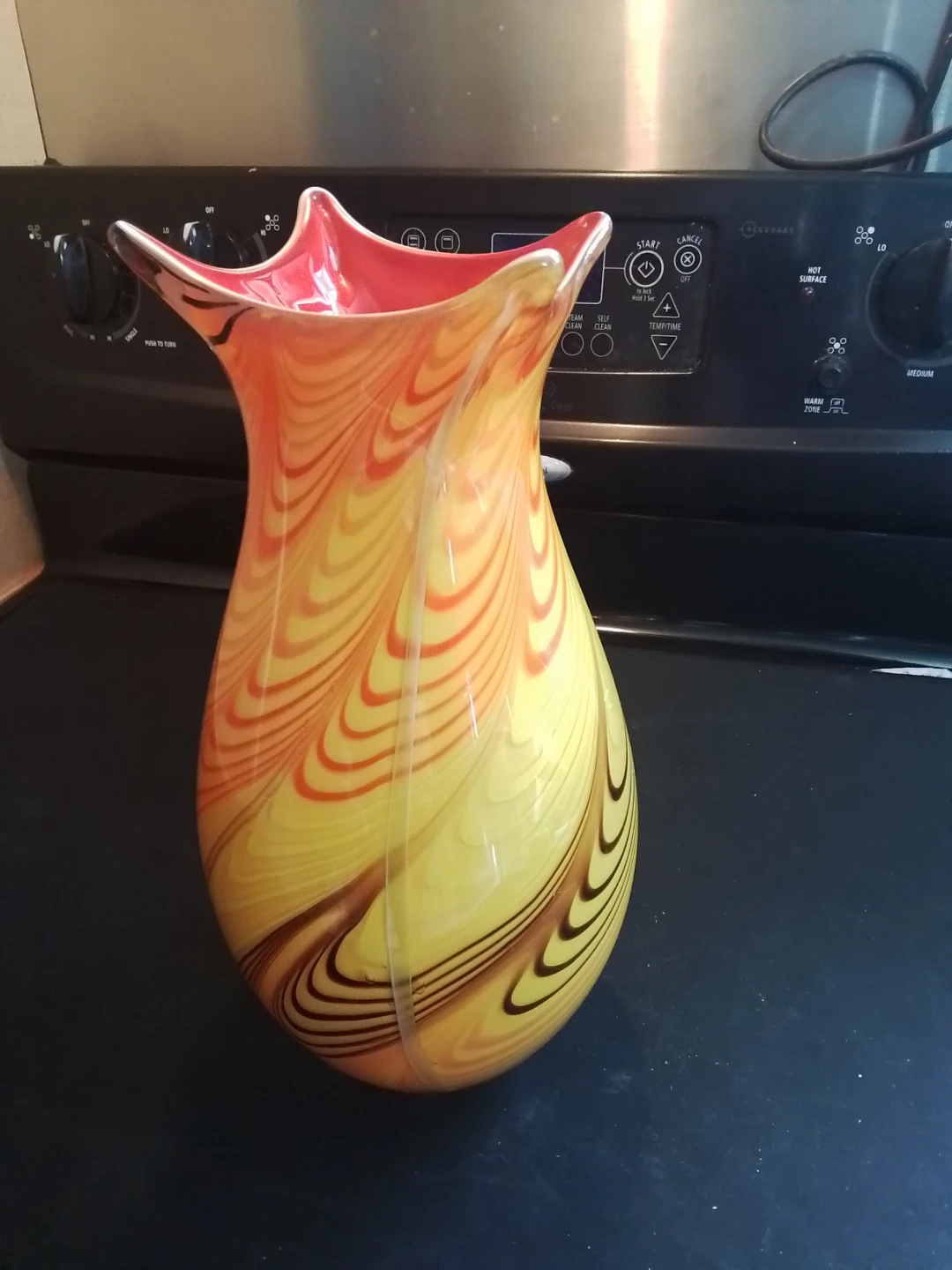 Large Murano Style Art Glass Vase 11.5”