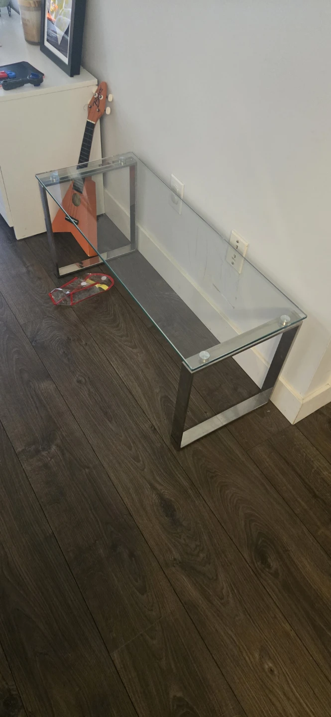 Glass and Chrome Console Table - photo 2