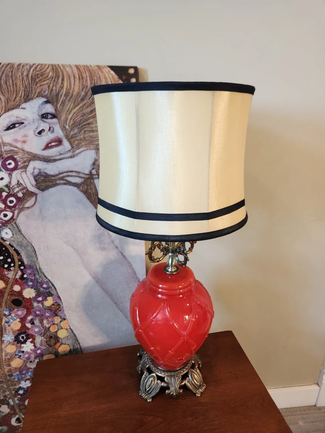 RARE Mid Century reverse painted Glass Lamp, DOPAMINE DECOR - photo 2