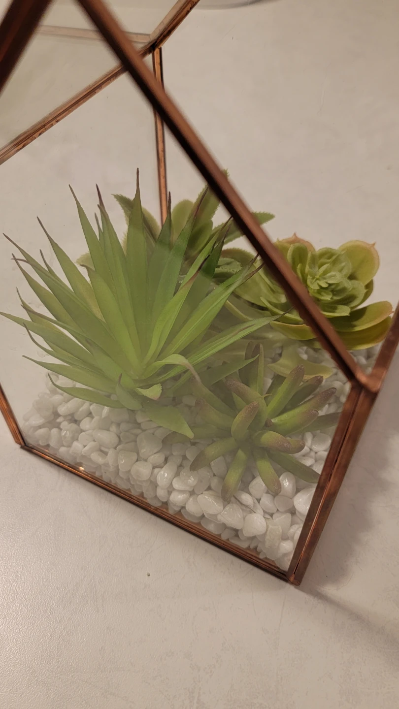 Geometric Terrarium with Artificial Succulents - photo 2