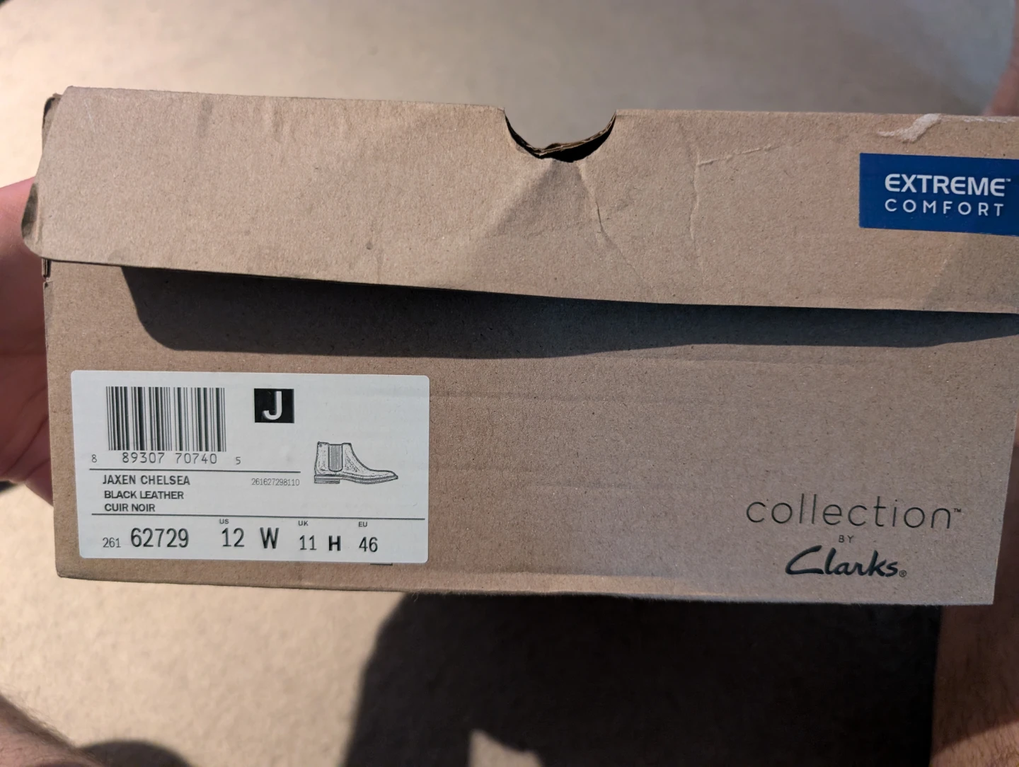 Clarks JAXEN CHELSEA Black Leather Boots - Size 12W