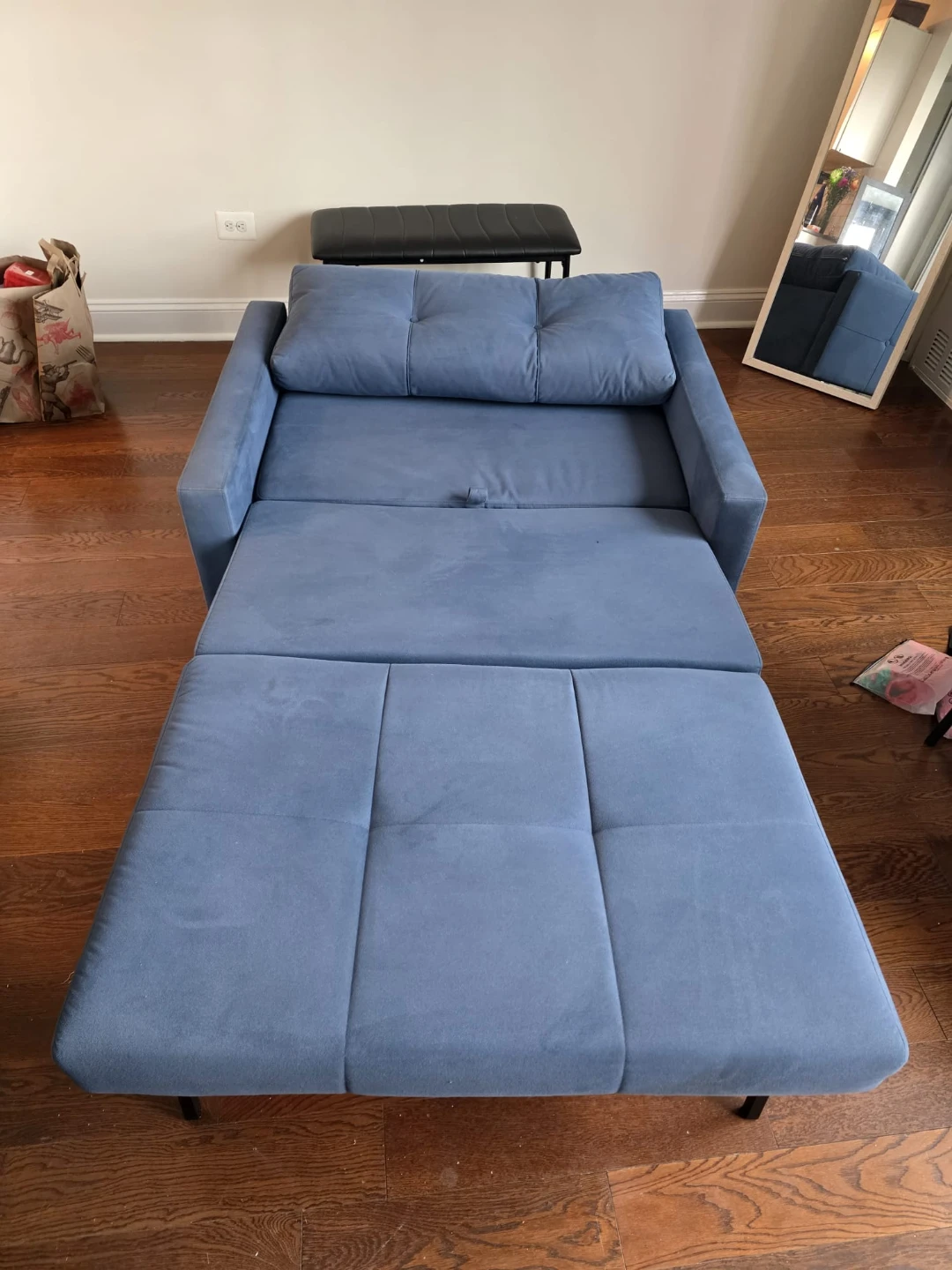 Blue Loveseat Sofa Bed with Chaise - photo 2