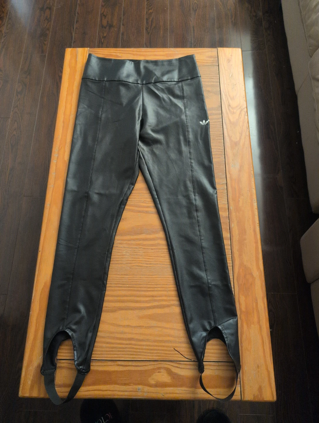 Adidas Black Faux Leather Stirrup Leggings