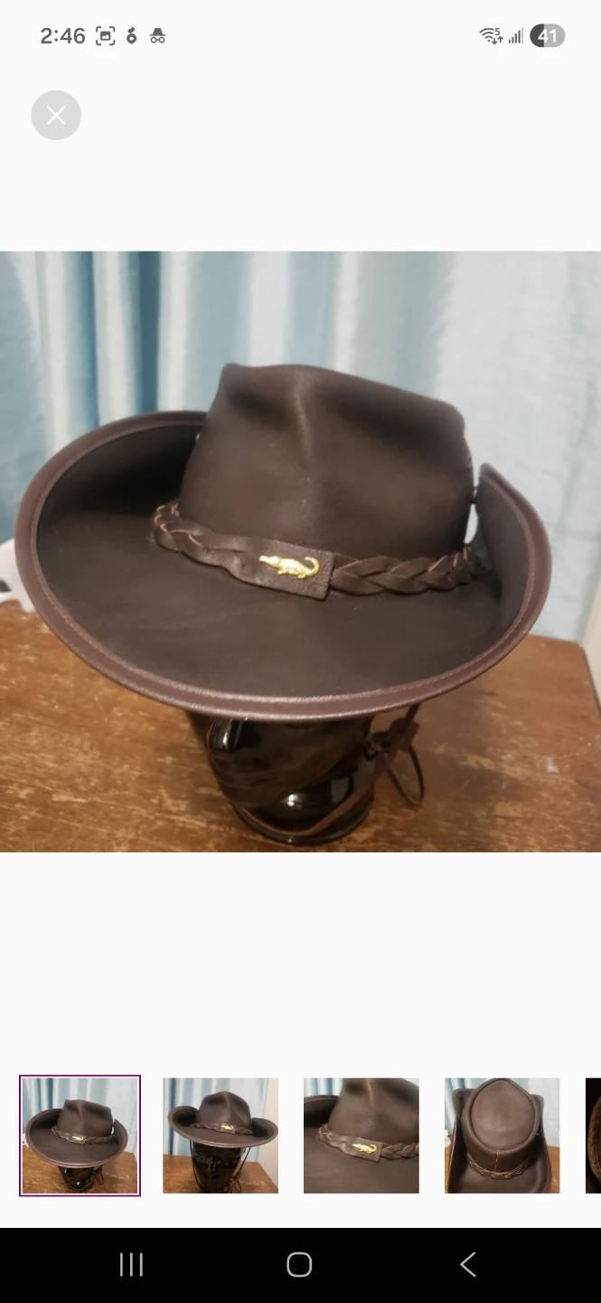 Coastline Hats Co. Brown Leather Hat Medium