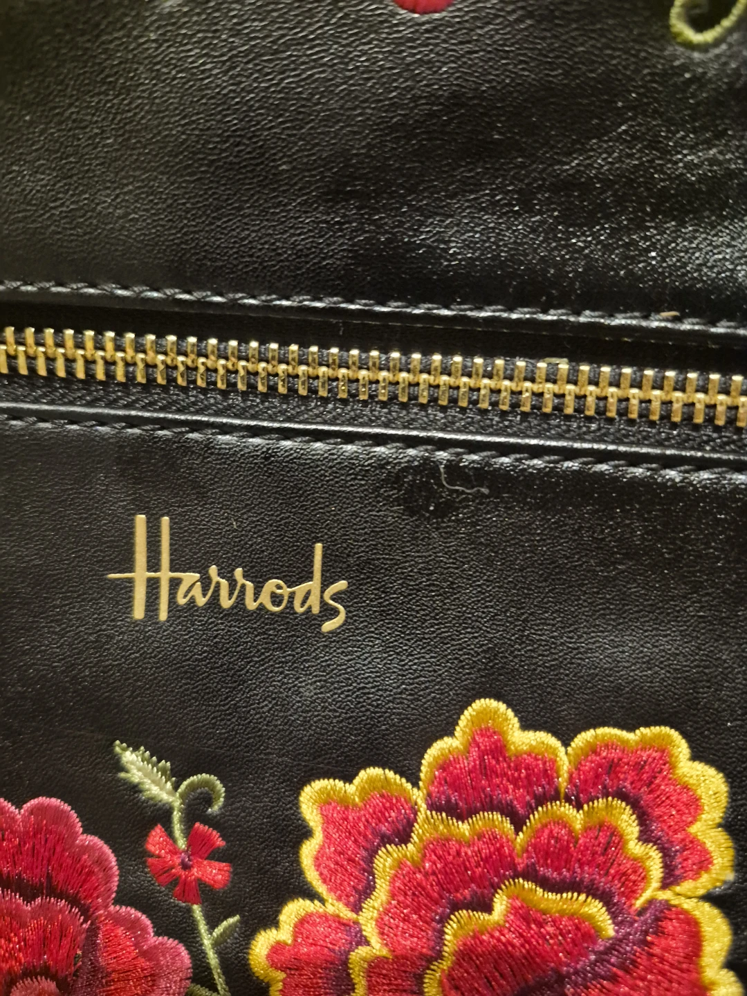 Harrods Black Embroidered Floral Mini Backpack - photo 2