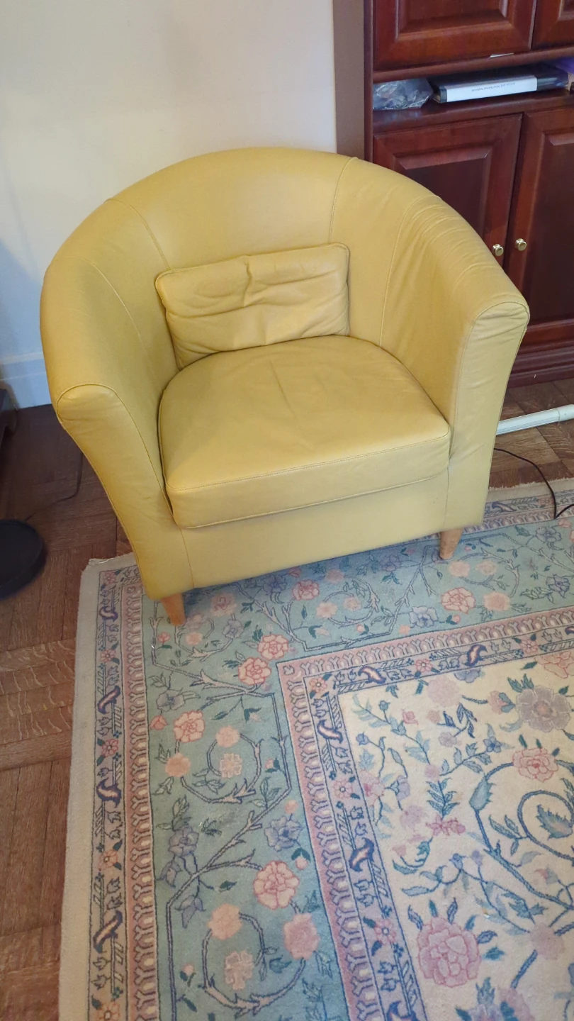 Yellow Leather Accent Chair