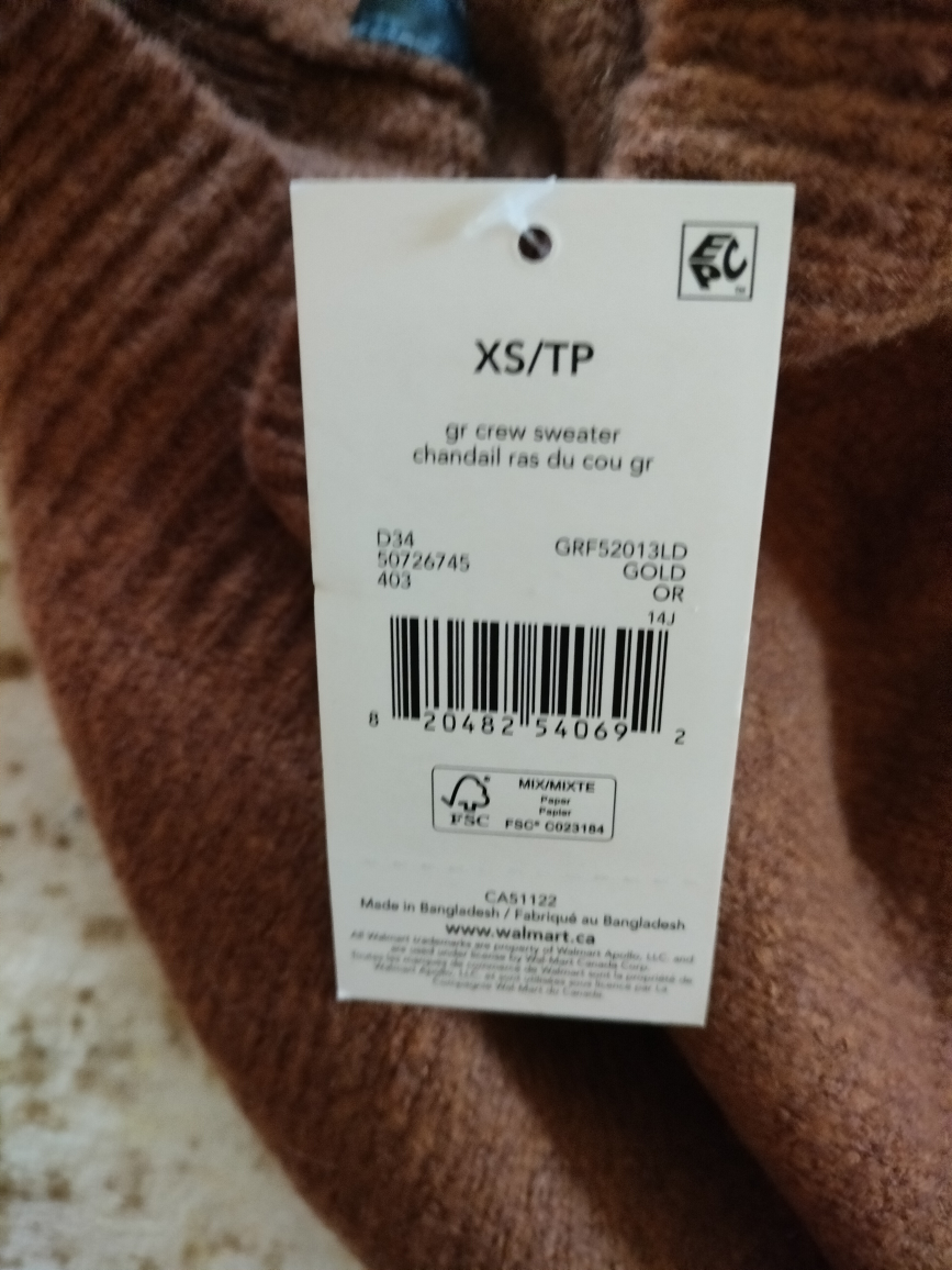 George Women's Crew Sweater XS/TP Brown