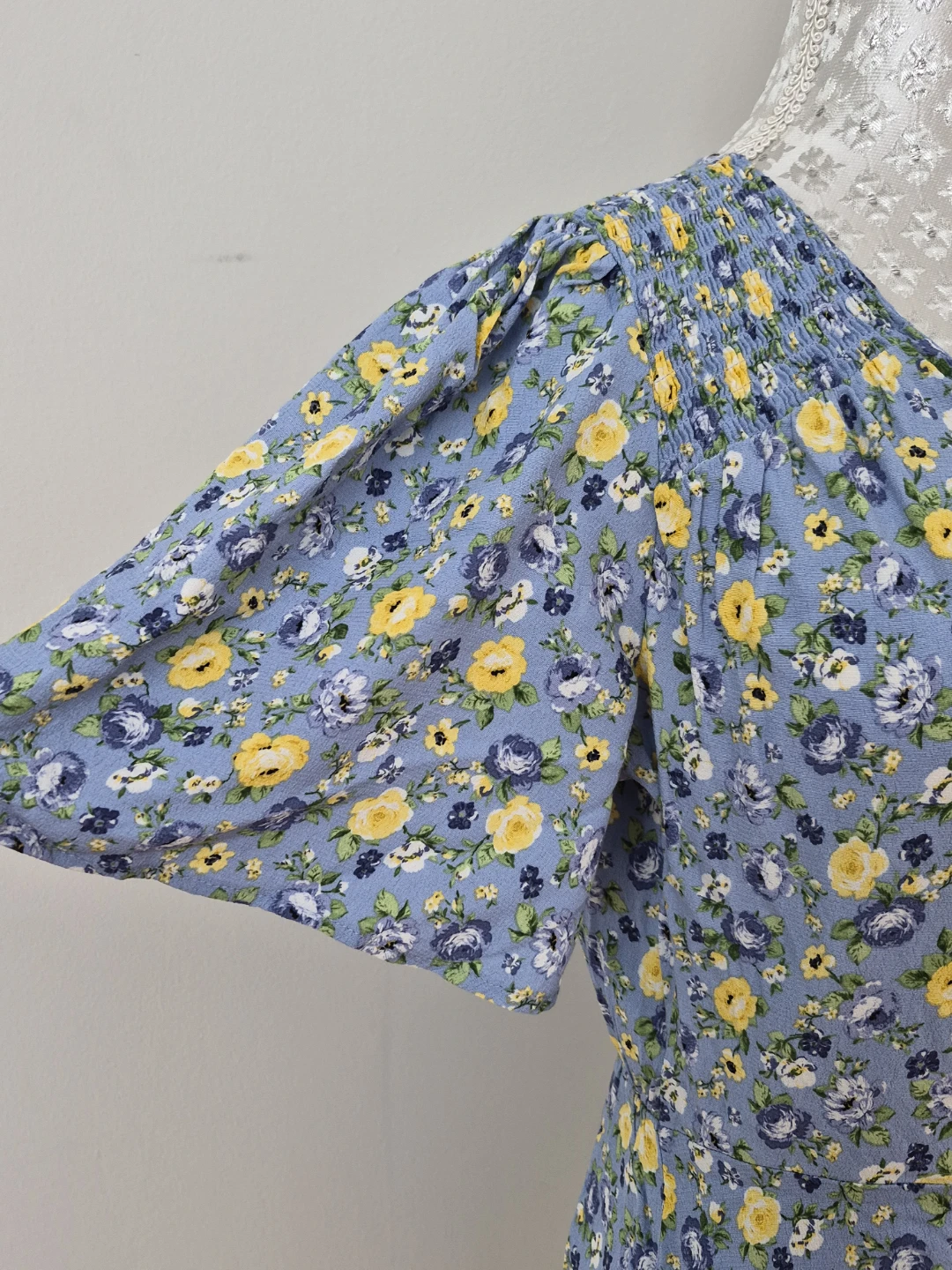 Blue Floral Dress with Yellow and Purple Flowers - photo 2