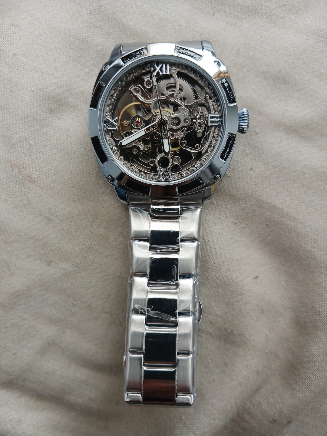 Automatic Skeleton Watch With Metal Band