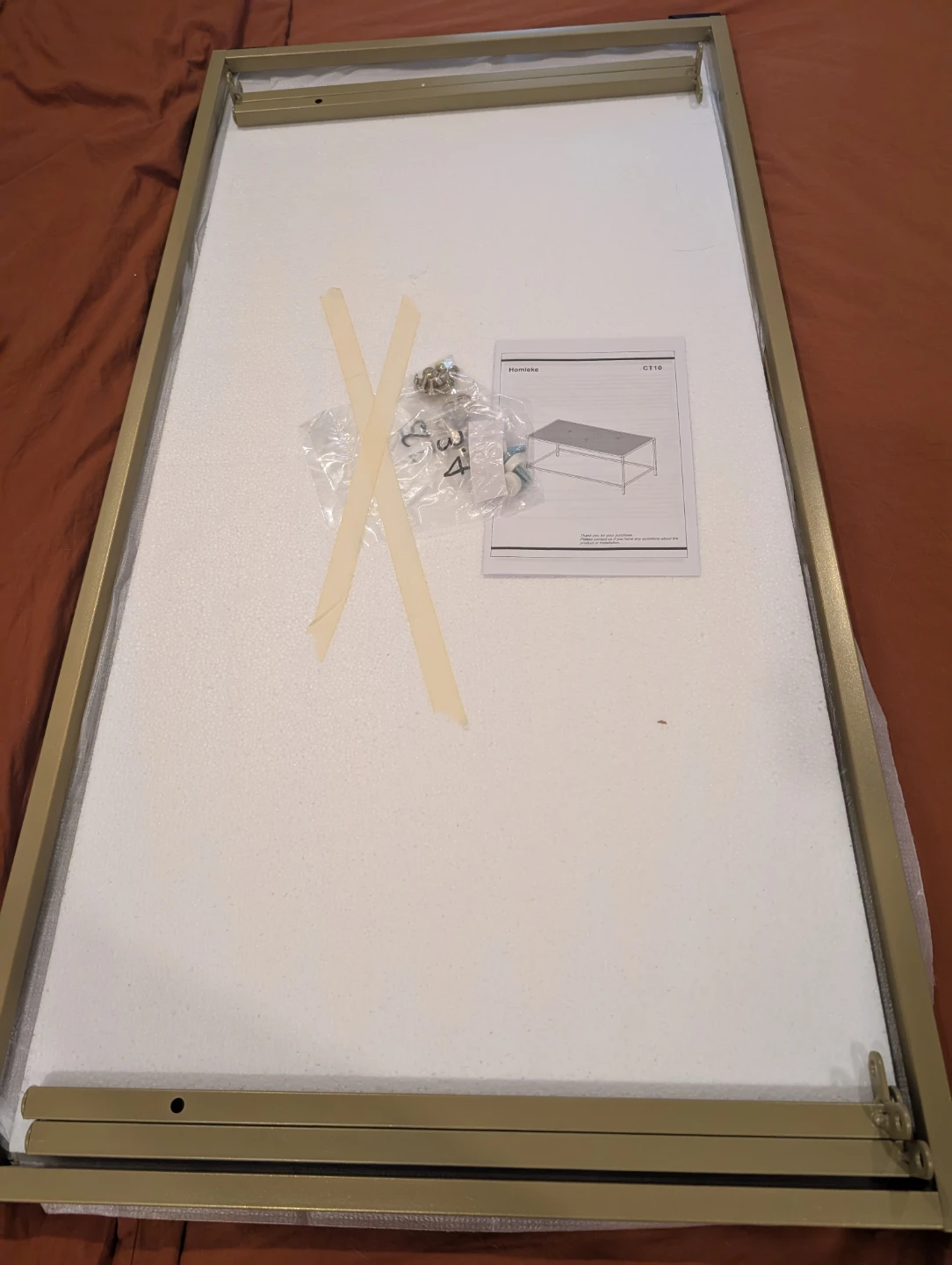 Gold Metal Frame Glass Coffee Table - photo 2