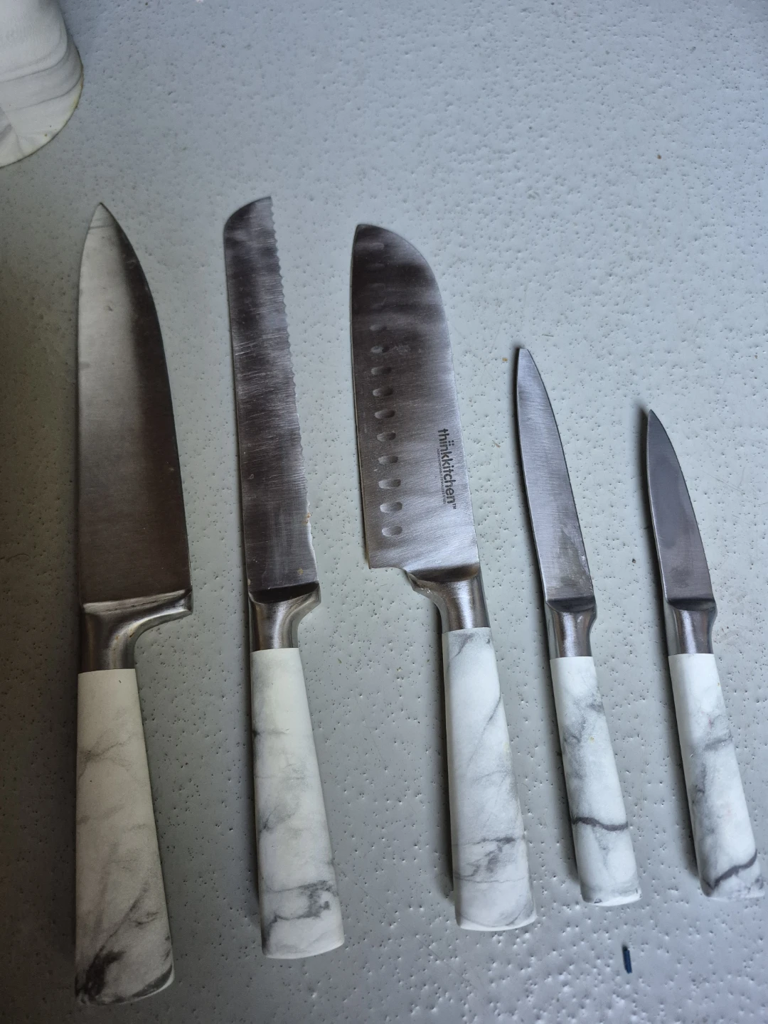 Thinkkitchen Marble Handle Knife Set with Block - photo 2