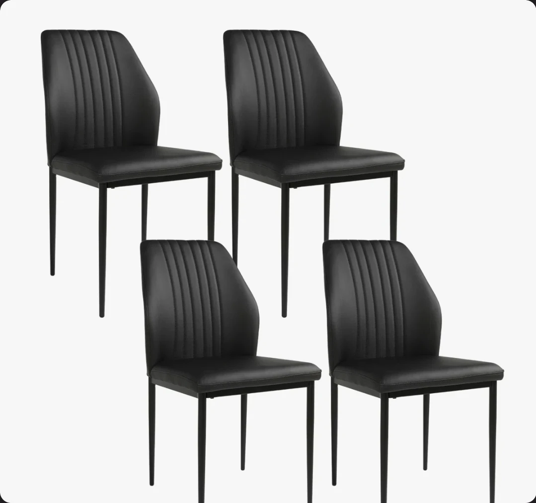 Latitude Run Dining Chairs - Set of 4 - Black Faux Leathern - photo 2