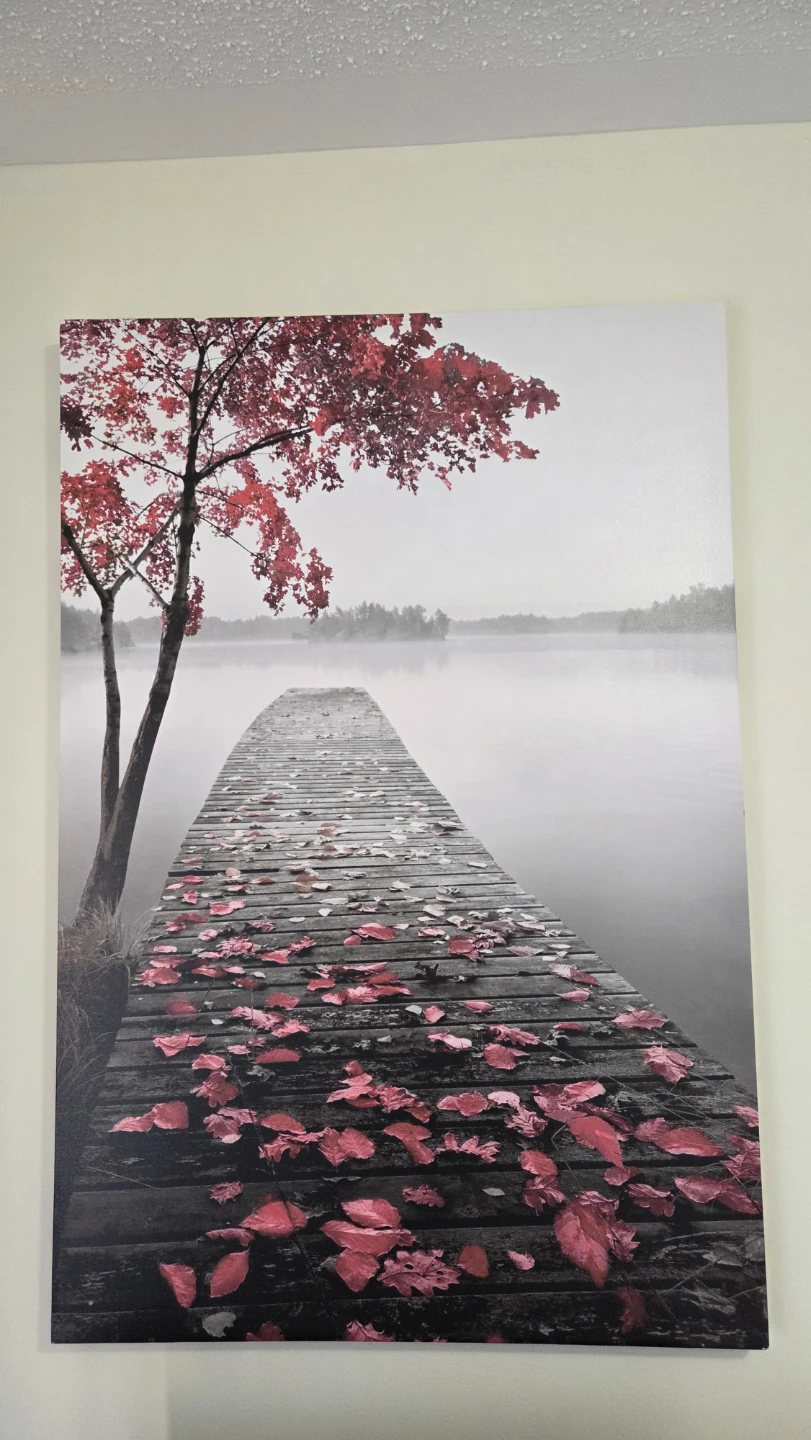 Canvas Wall Art - Dock and Red Leaves