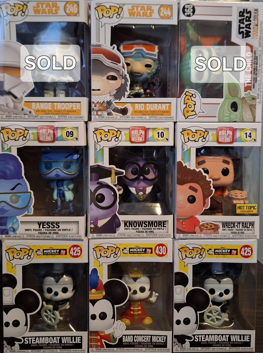 Assorted Funko Pops sold as a set (7)