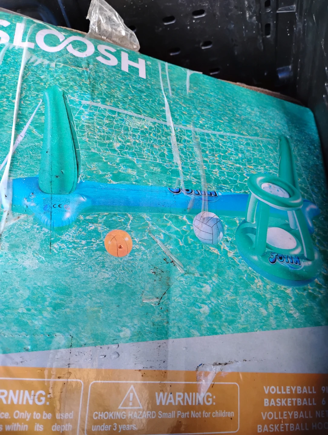 JOYIN Inflatable Pool Float Set Volleyball Net & Basketball