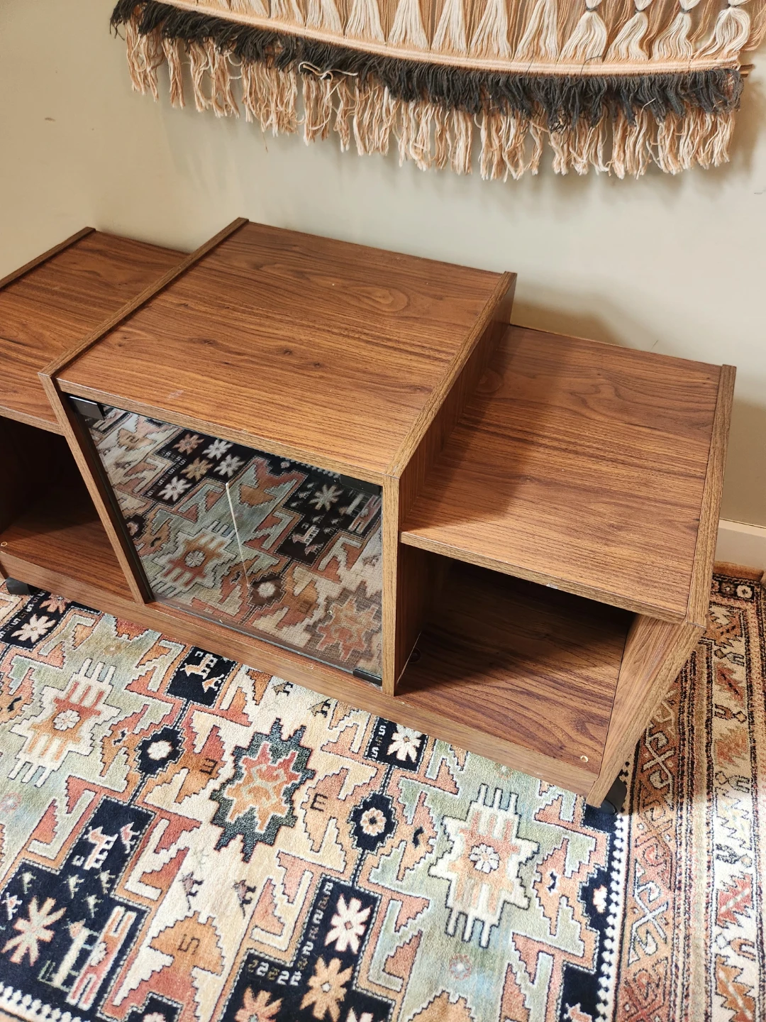 WHEELED Mid-Century Console & album storage with Glass Door - photo 5