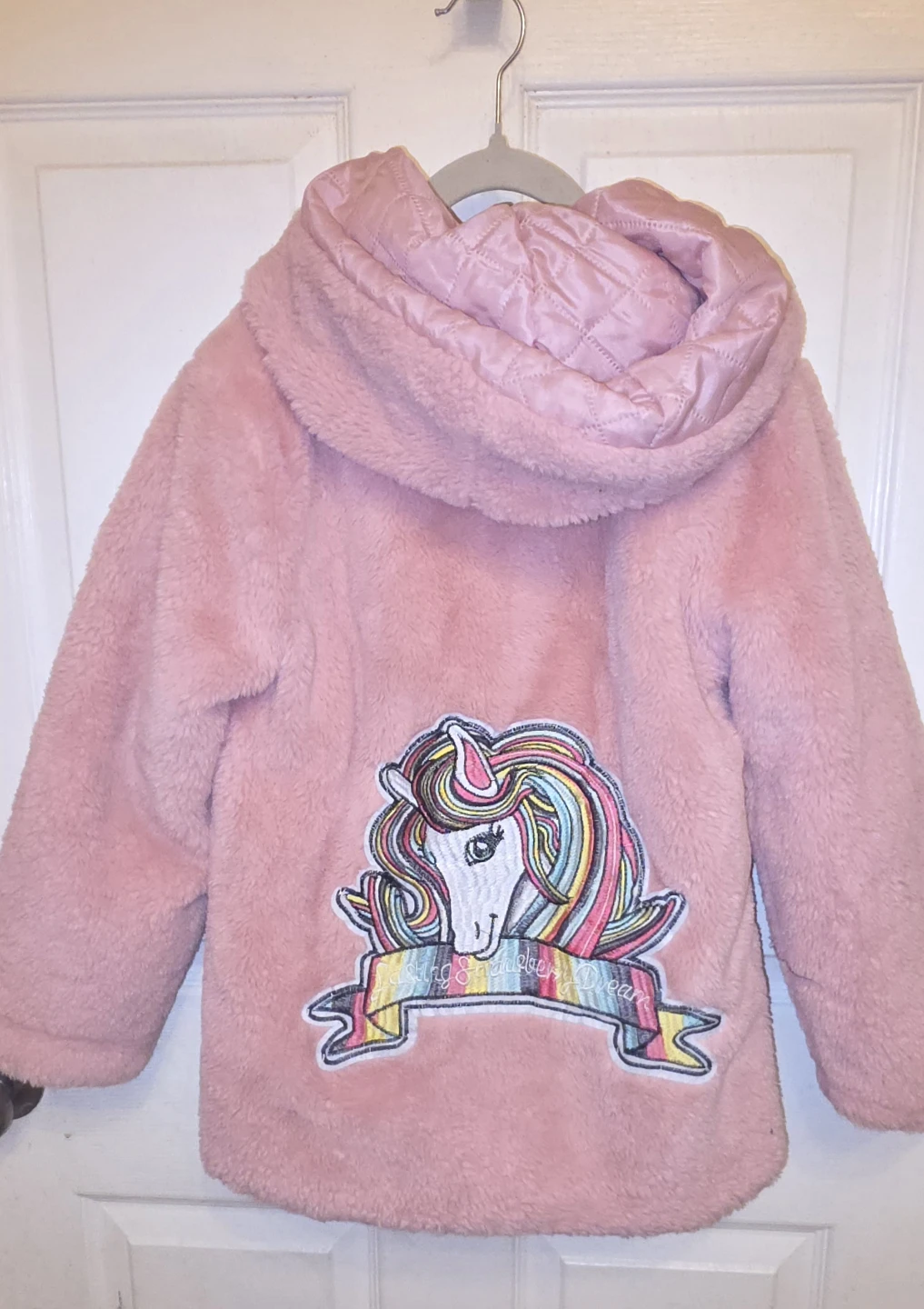 Girls Pink Fuzzy Unicorn Hoodie - photo 2
