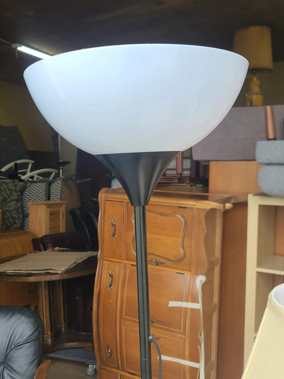2 Floor Lamps - Black Torchiere & Brass w/ Shade - photo 3