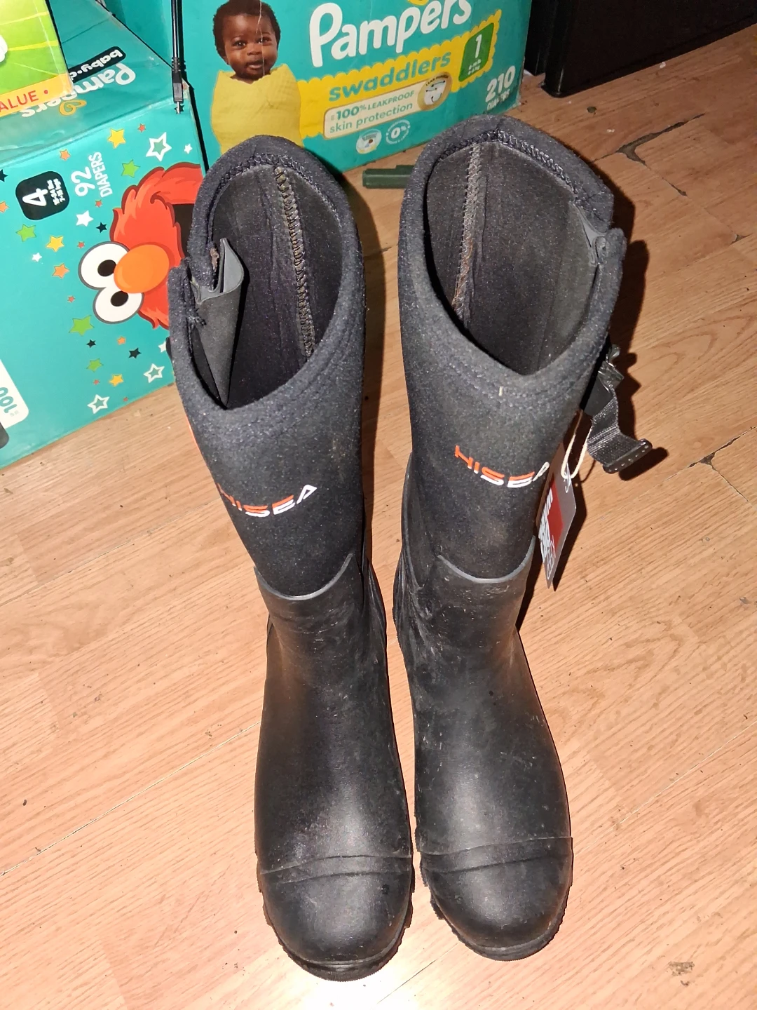 Hisea Black Neoprene Rubber Boots
