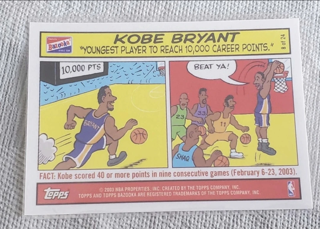 2003-2004 Topps bazooka comic basketball card Kobe Bryant