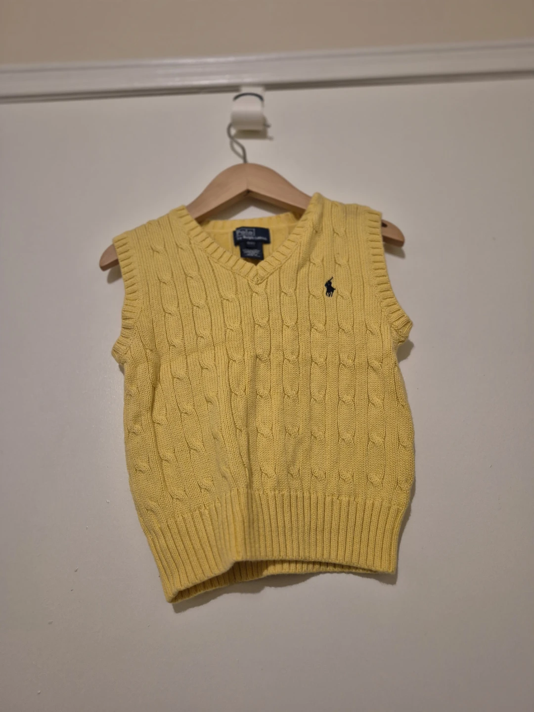 Ralph Lauren Polo Yellow Cable Knit Sweater Vest - 4/4T