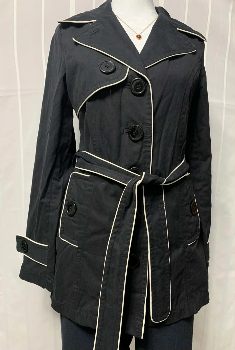 Toujou Black Trench Coat Size S - photo 2