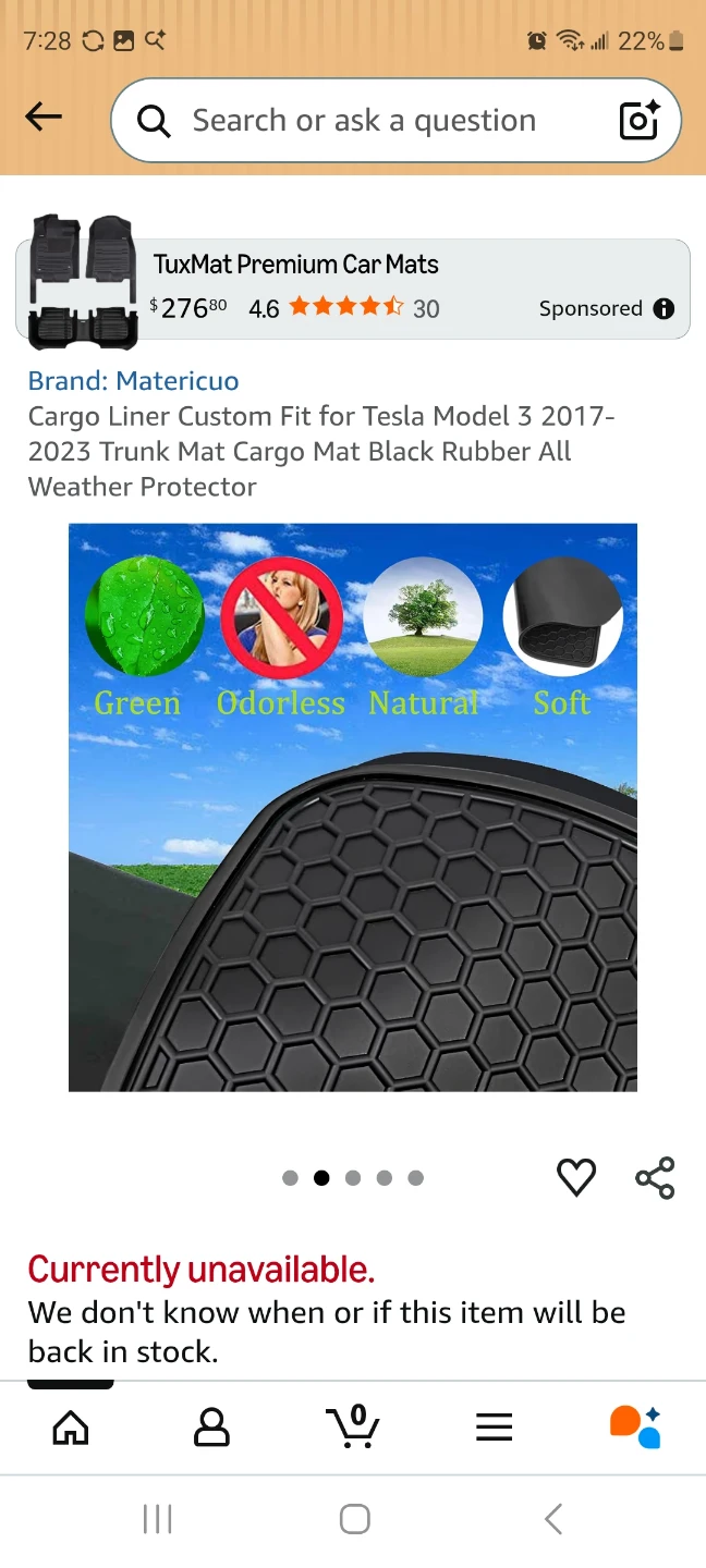 Tesla cargo mat for sale - photo 2