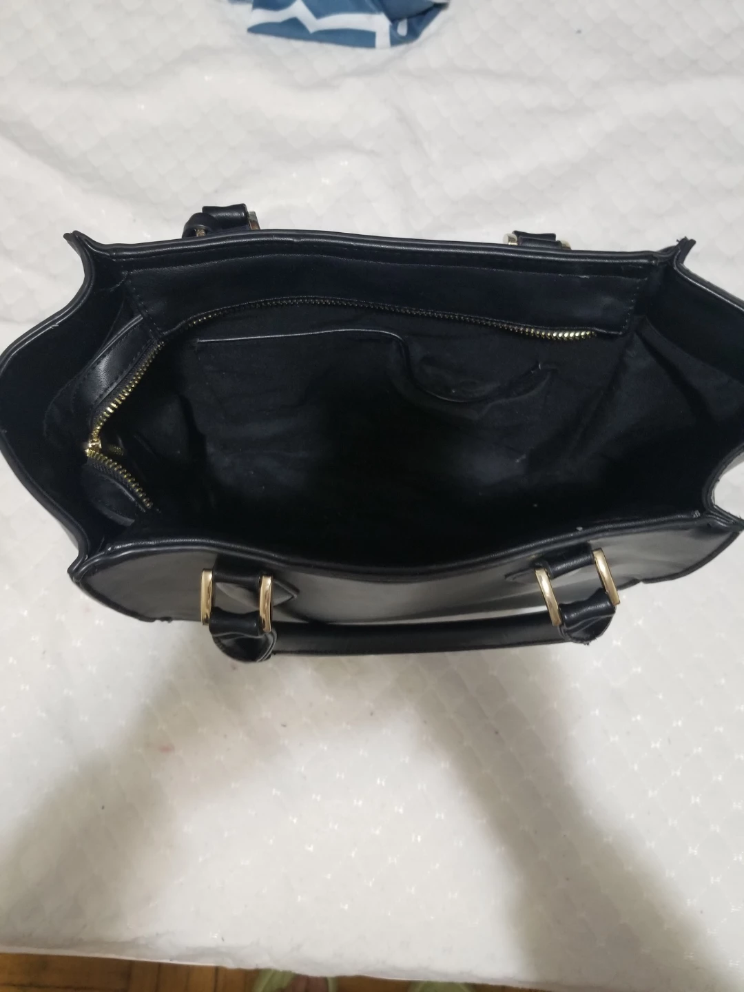 Black Faux Leather Tote Handbag - photo 2
