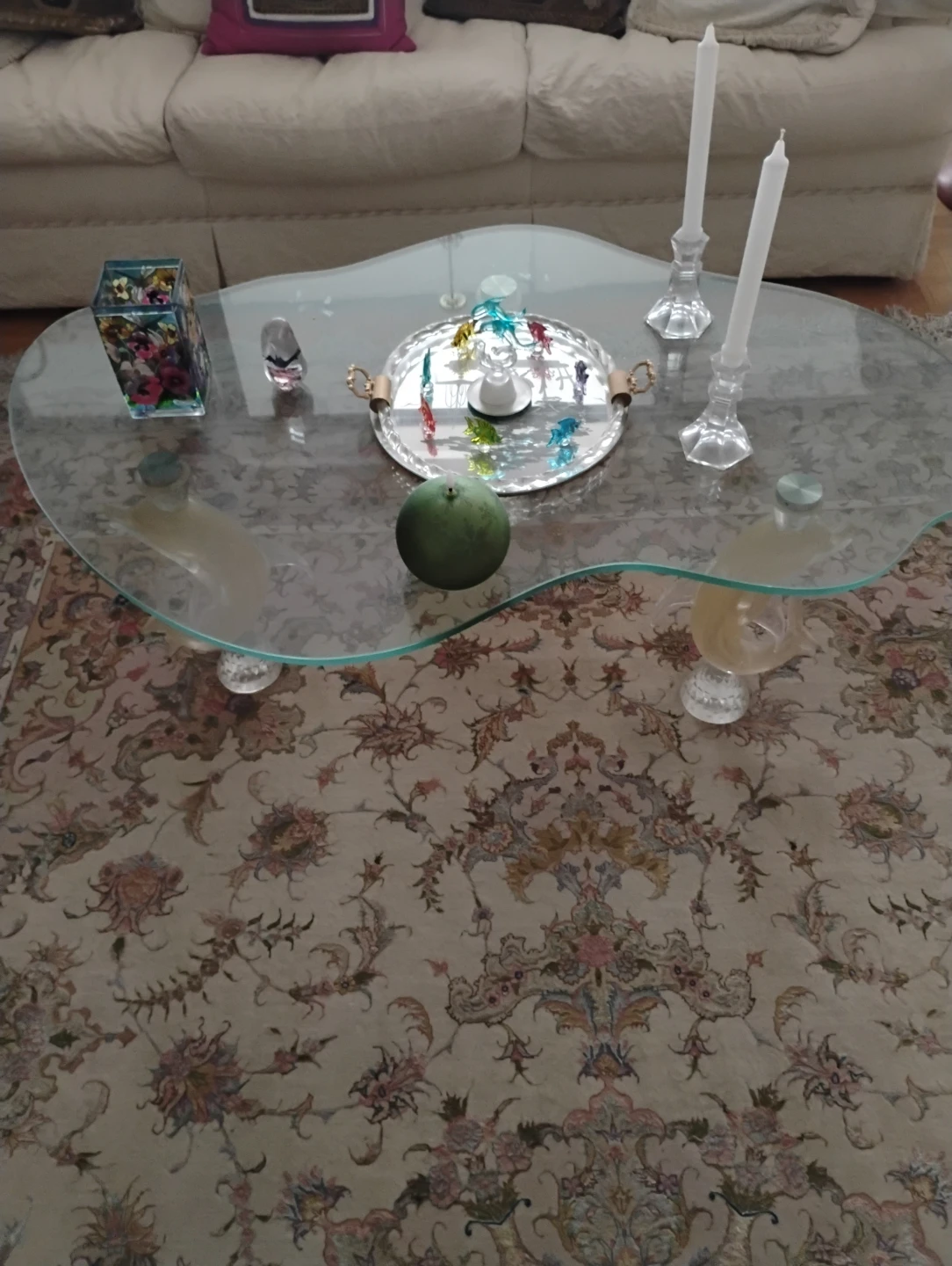 Glass Table With Dolphin Legs