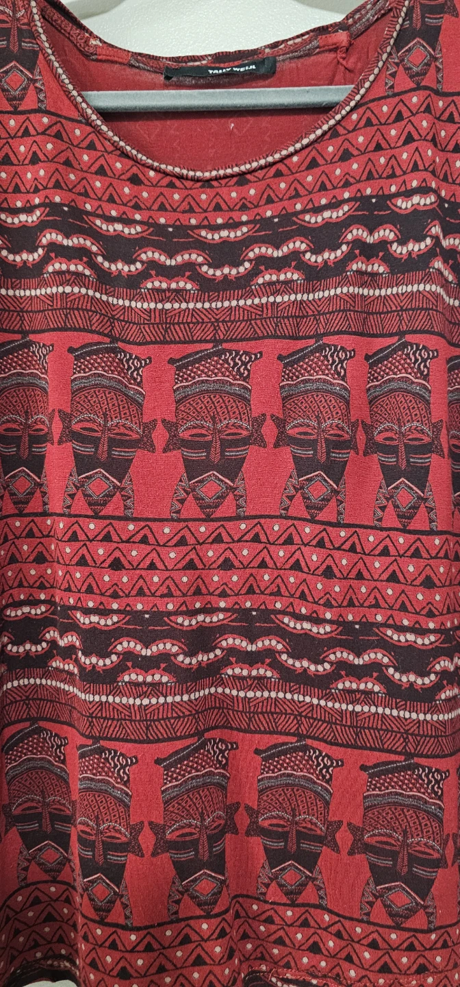 Tally Weijl Women's Red Tribal Mask Print T-Shirt - photo 3