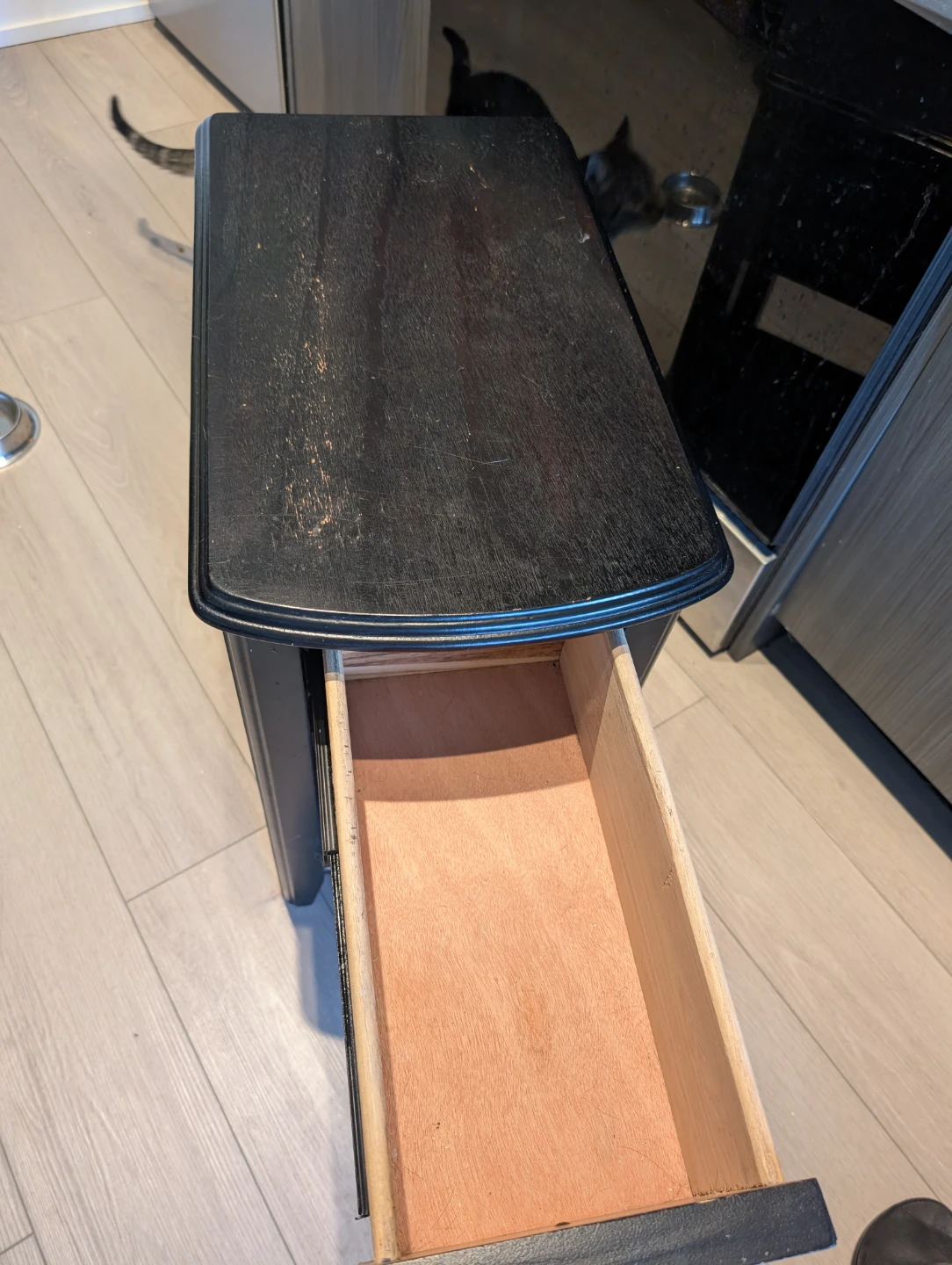Black End Table with Drawer and Shelf - photo 3