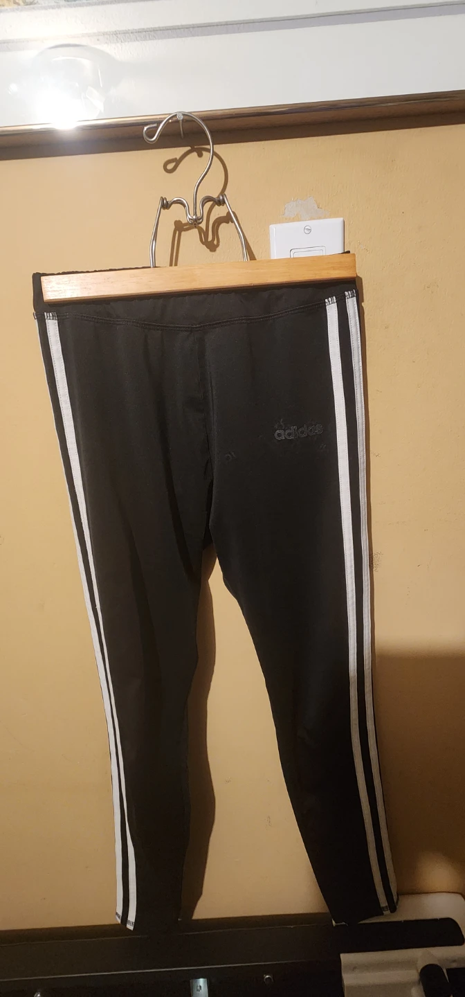 Adidas Black Leggings with White Stripes