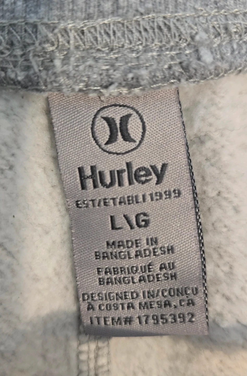 Hurley Grey Fleece Jogger Sweatpants Mens Size L - photo 3