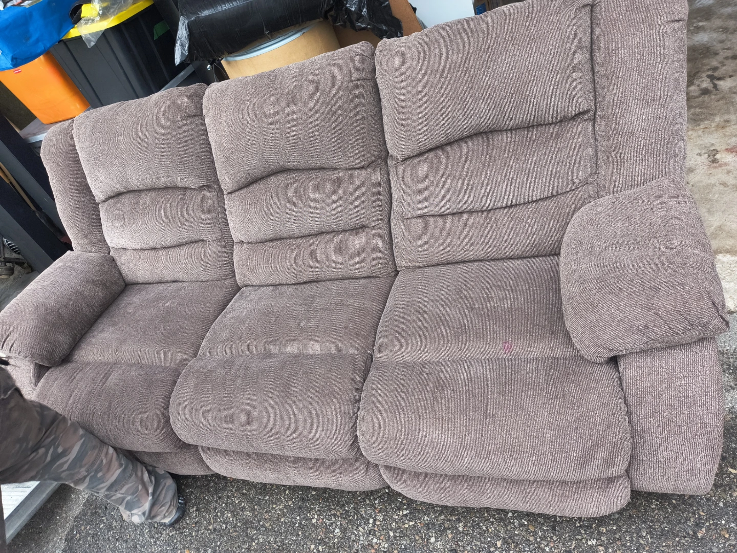 Brown Reclining Loveseat Sofa and 3 Seater Couch - photo 4