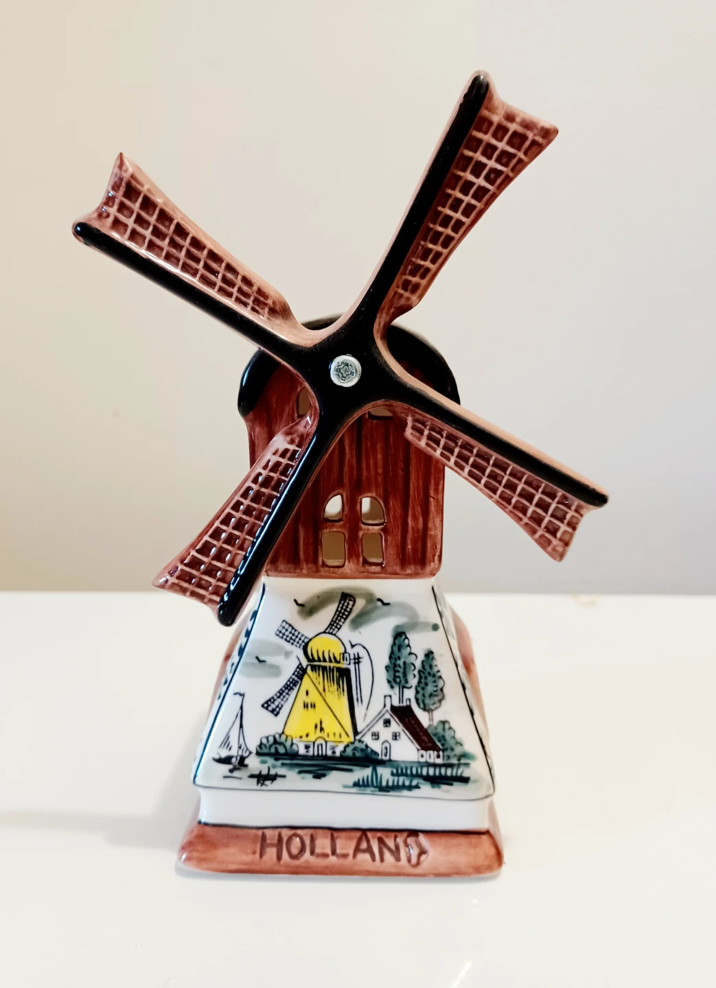 Hand Painted Holland Windmill Candle Holder