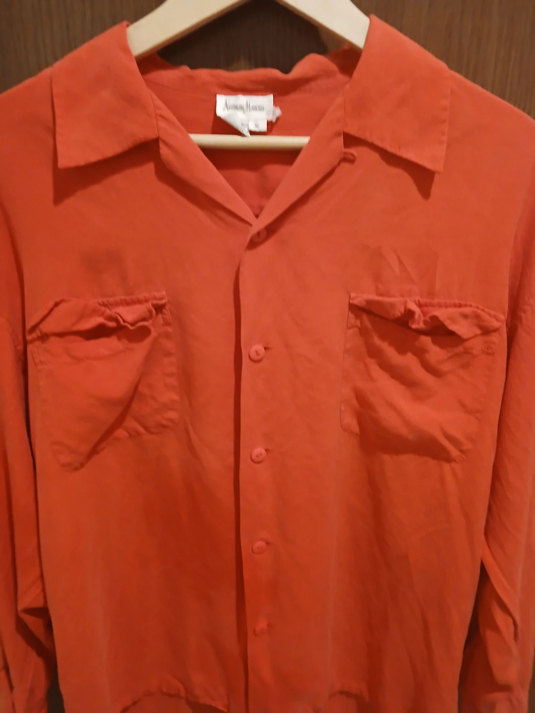Neiman Marcus Orange Silk Long Sleeve Shirt - XL - photo 3