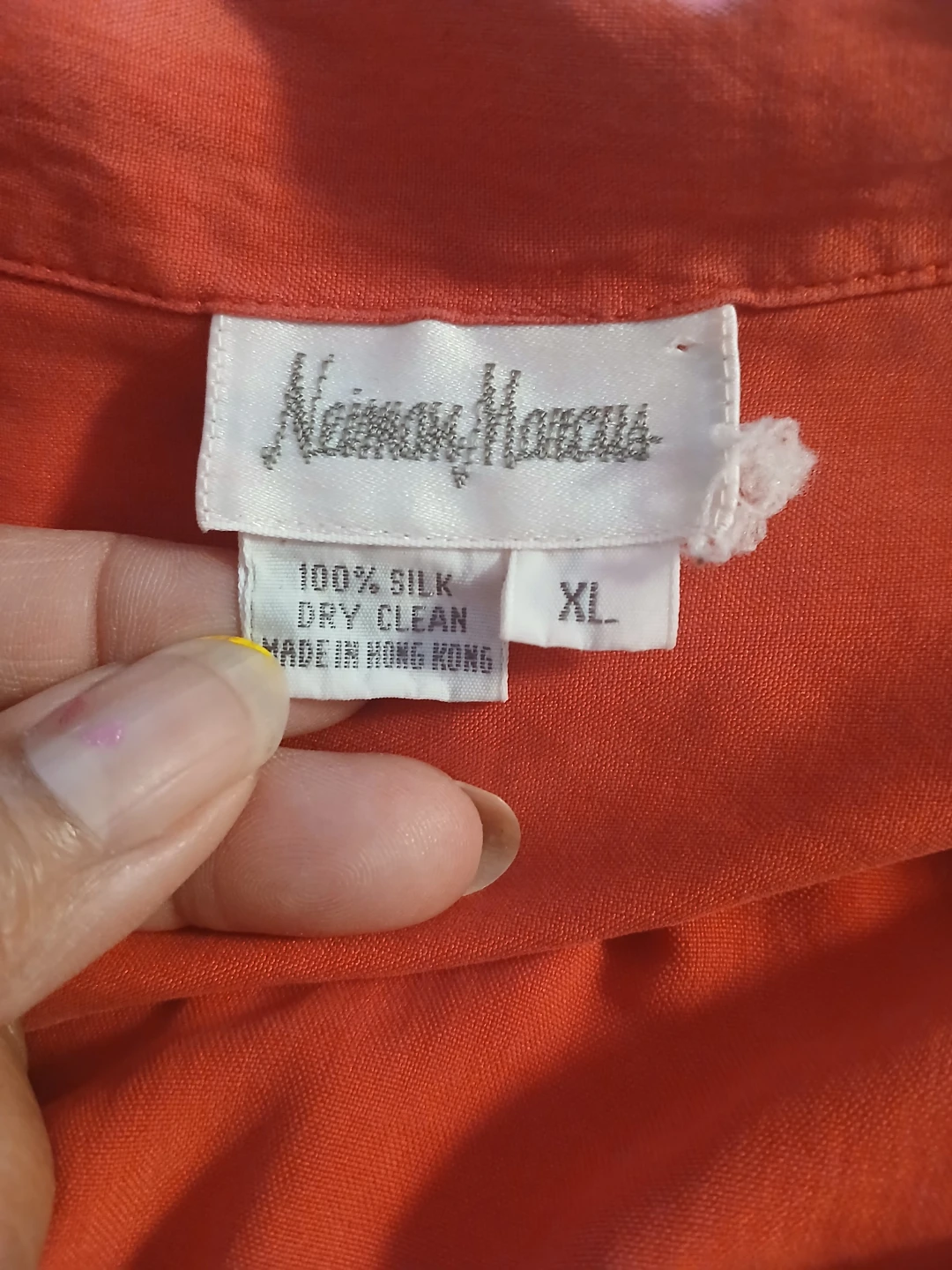 Neiman Marcus Orange Silk Long Sleeve Shirt - XL - photo 5