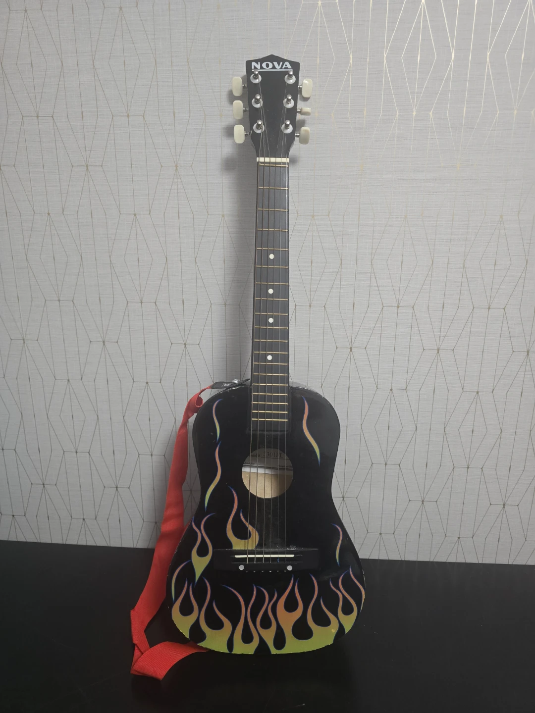 Nova 3301FL Black Acoustic Guitar with Flame Design