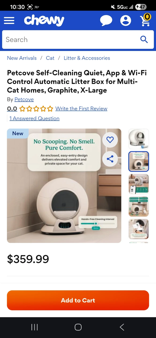 Petccove Self-Cleaning Quiet, App & Wi-Fi Control,
