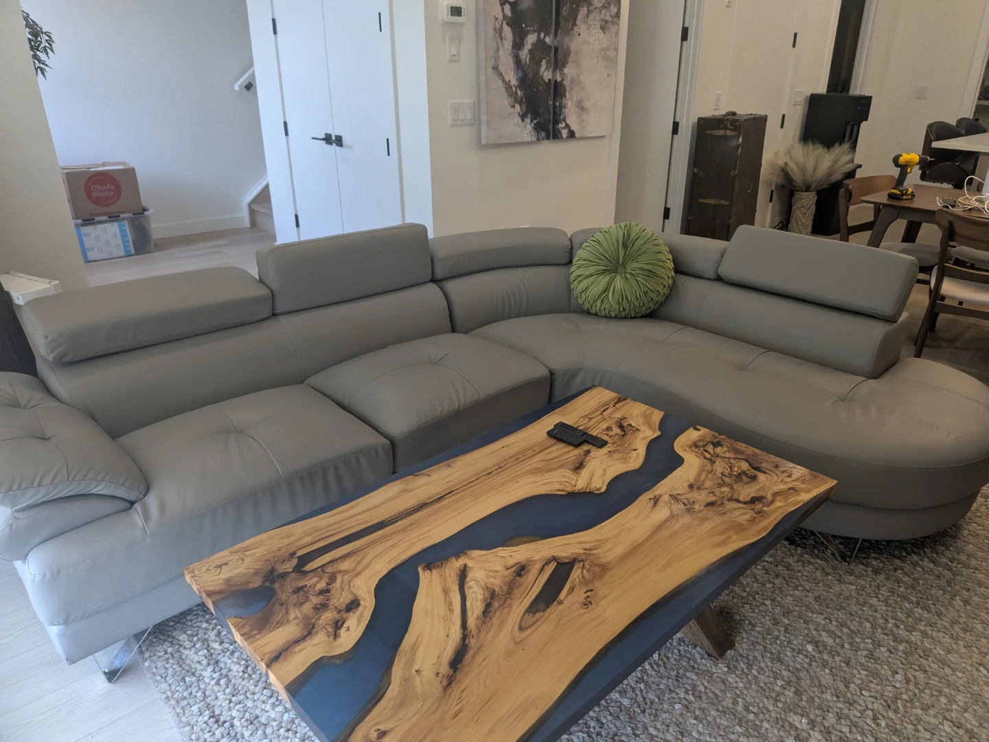 Modern Grey Imitation Leather Sectional