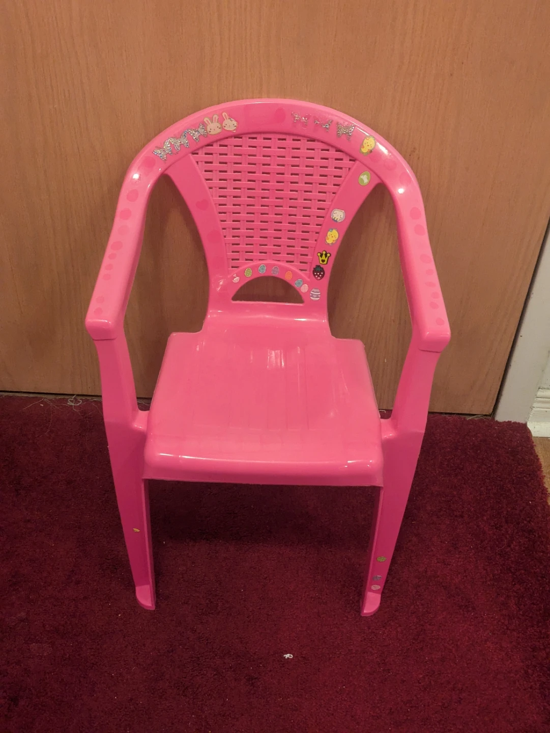 Pink Plastic Children's Chair with Stickers